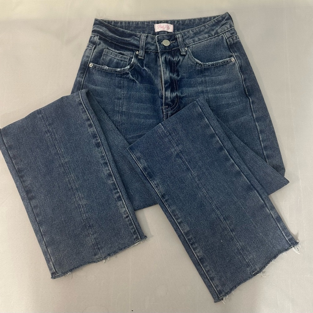 Pink Lily Dark Blue Straight Leg Jeans